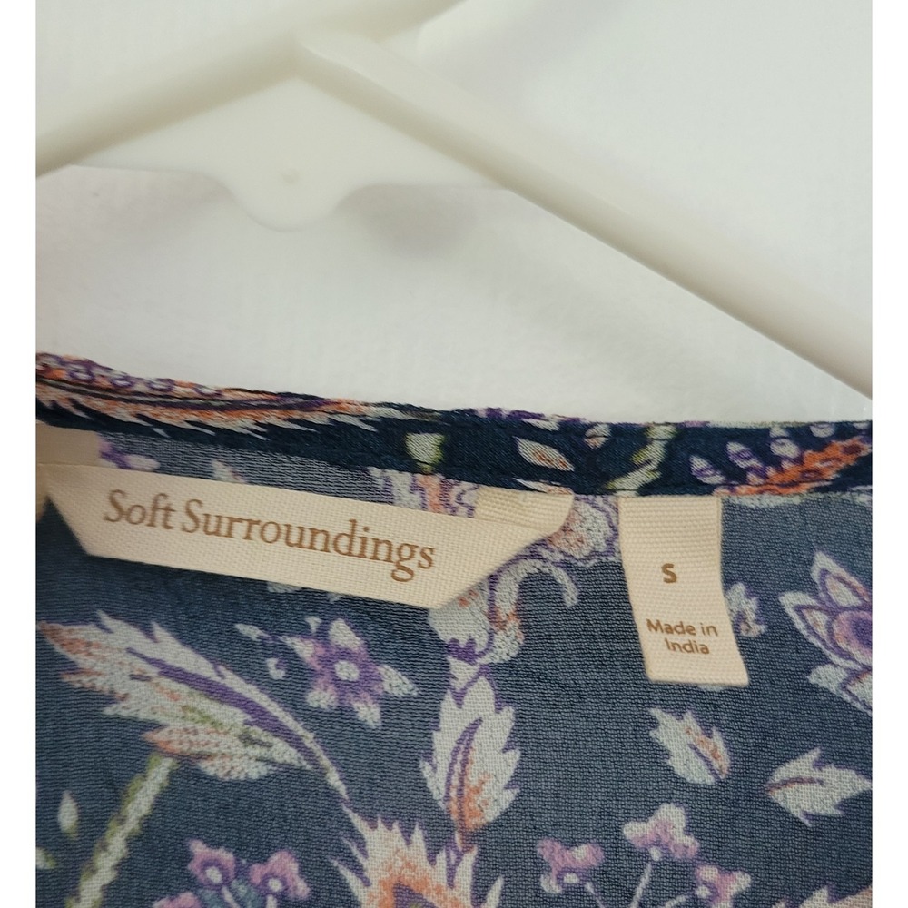 Soft Surroundings Moonlight Boho Embroidered Kimono Top S Sheer Floral Hippie - Picture 6 of 7